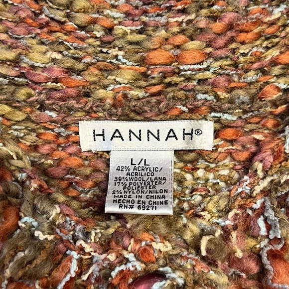 Hannah - Women’s Colorful Acrylic/Wool Blend Cardigan Sz. LG - Picture 4 of 6